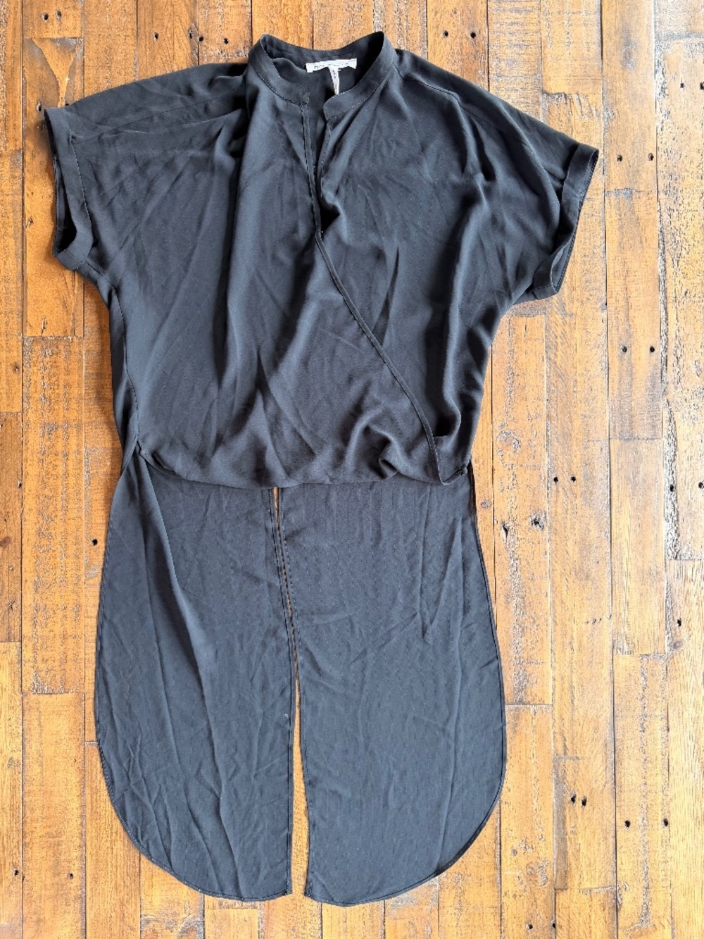 BCBGeneration Black High Low Sheer Blouse Top Size M Dramatic Hem